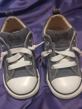 Toddler Canvas Sneakers in Gray with White Accents